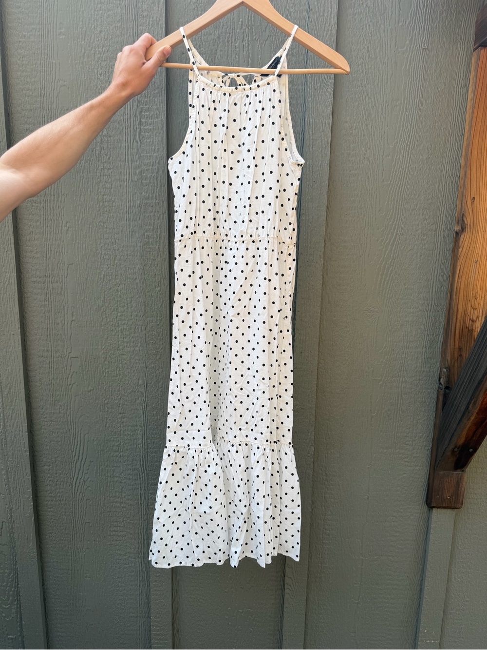 Banana Republic White Midi Dress with Black Polka Dots